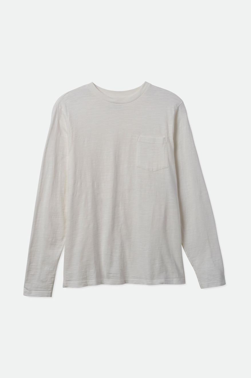 Men's Brixton Basic Slub L/S Pocket Knitwear White | 5216RZYJP