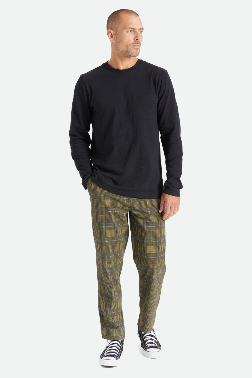 Men's Brixton Basic Slub L/S Pocket Knitwear Black | 6815RBYMI