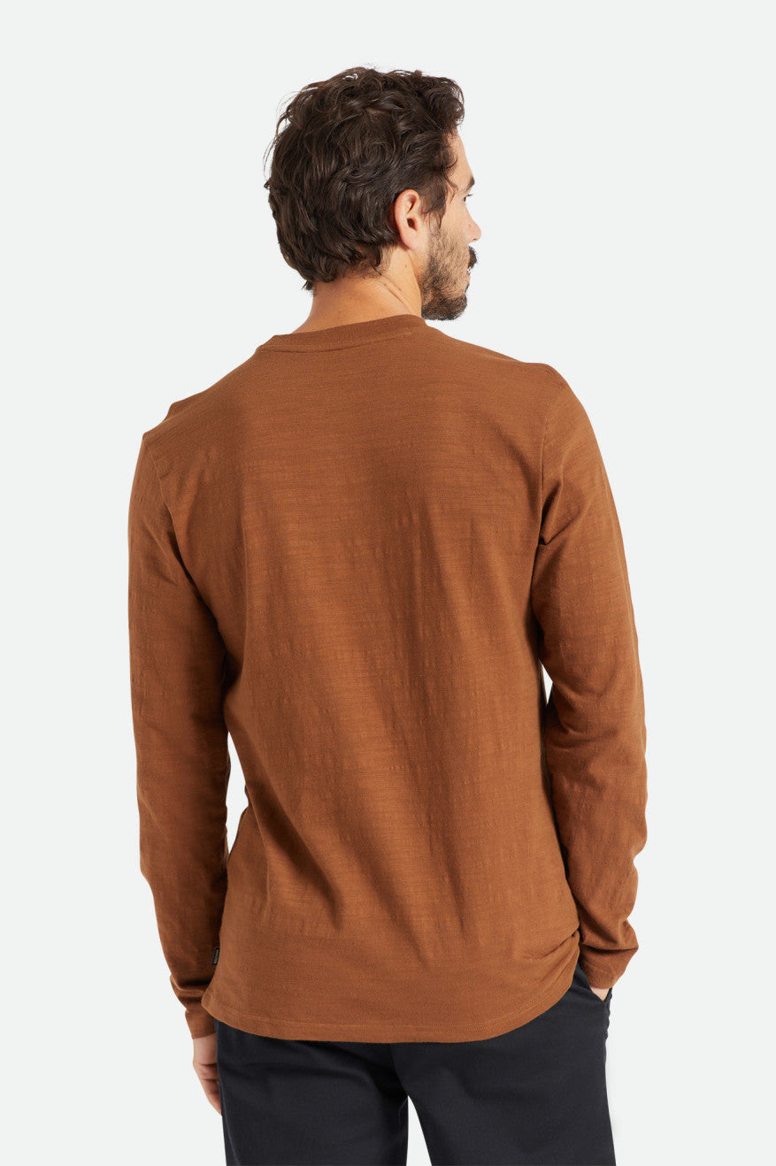 Men's Brixton Basic Slub L/S Pocket Knitwear Brown | 8094WDZCK