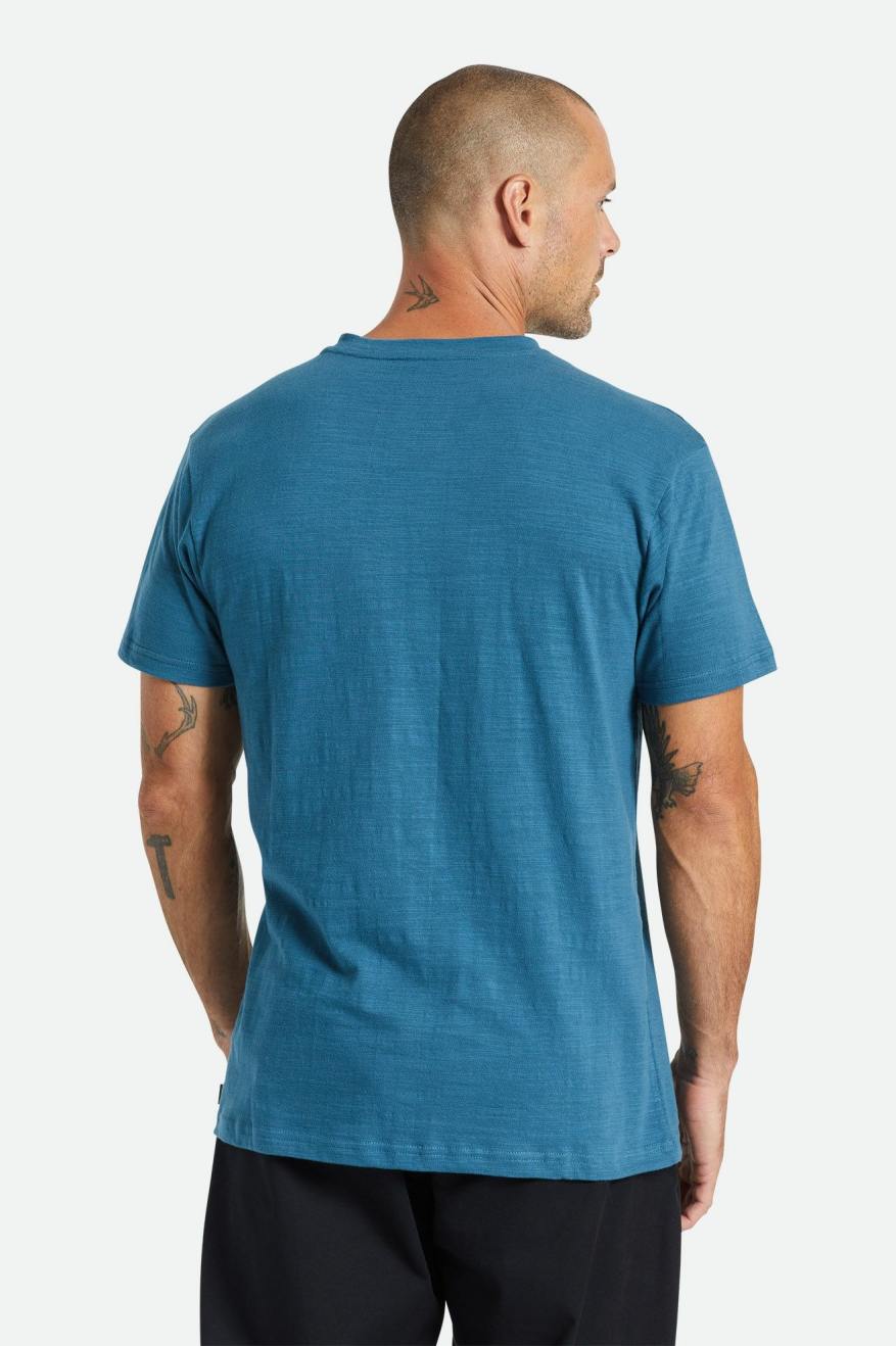 Men's Brixton Basic Slub S/S Henley Knitwear Turquoise | 1869QWVZO