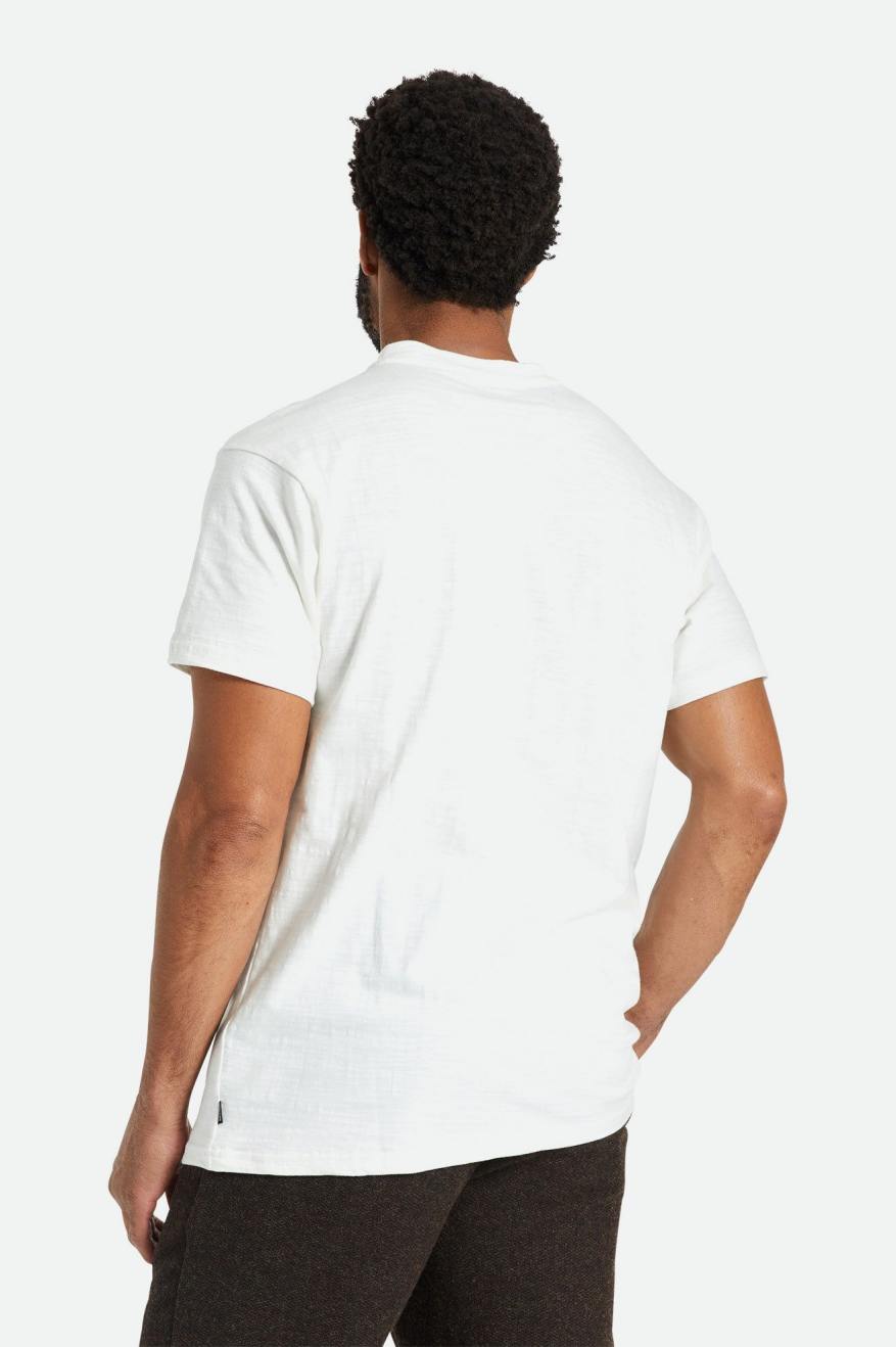 Men's Brixton Basic Slub S/S Henley Knitwear White | 3978PREVY