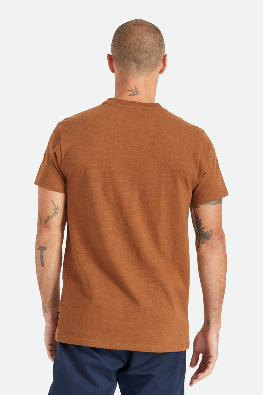 Men's Brixton Basic Slub S/S Henley Knitwear Brown | 6587RCTGA