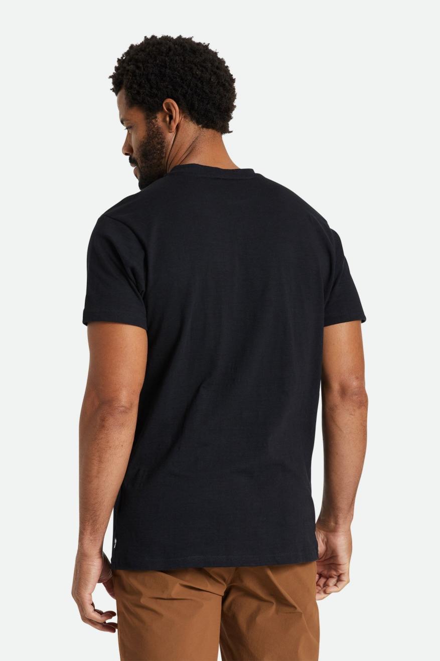 Men's Brixton Basic Slub S/S Henley Knitwear Black | 9627CYXNE