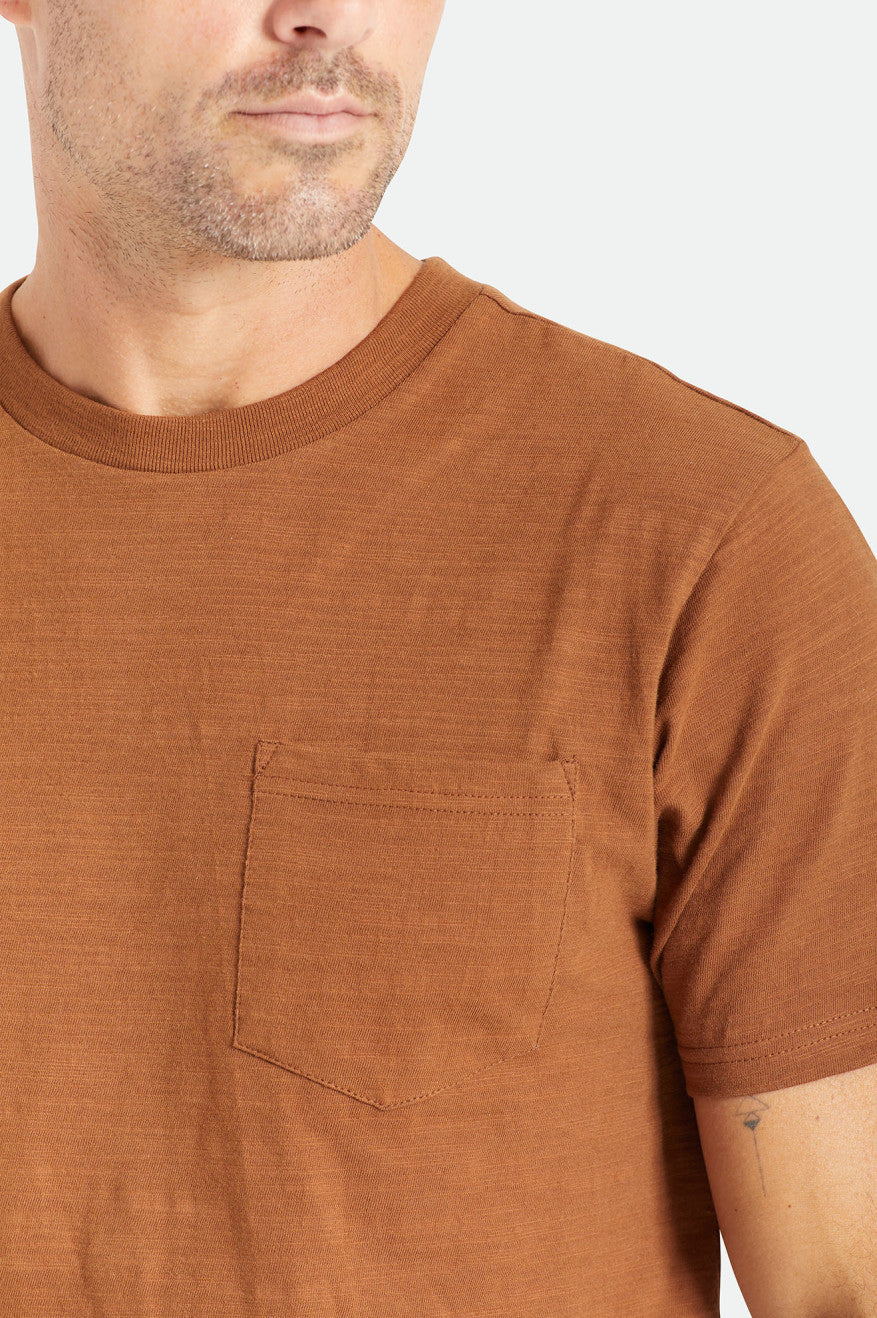 Men's Brixton Basic Slub S/S Pocket Knitwear Brown | 0639TCMBA