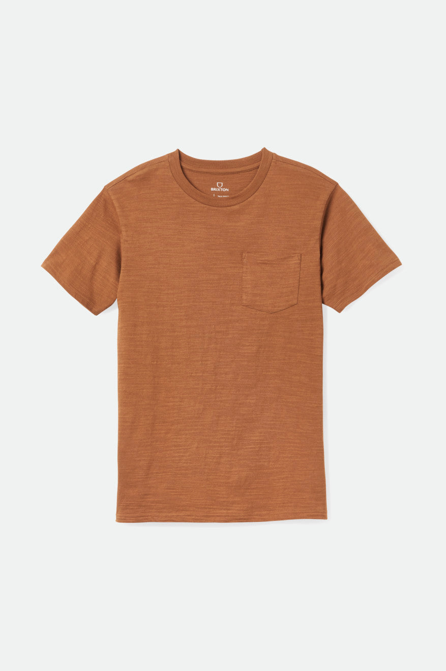 Men's Brixton Basic Slub S/S Pocket Knitwear Brown | 0639TCMBA