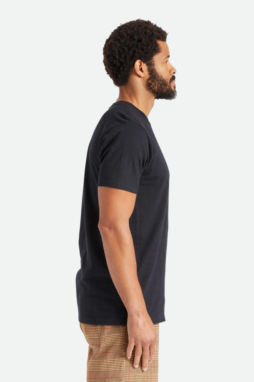 Men's Brixton Basic Slub S/S Pocket Knitwear Black | 2918IVKNM