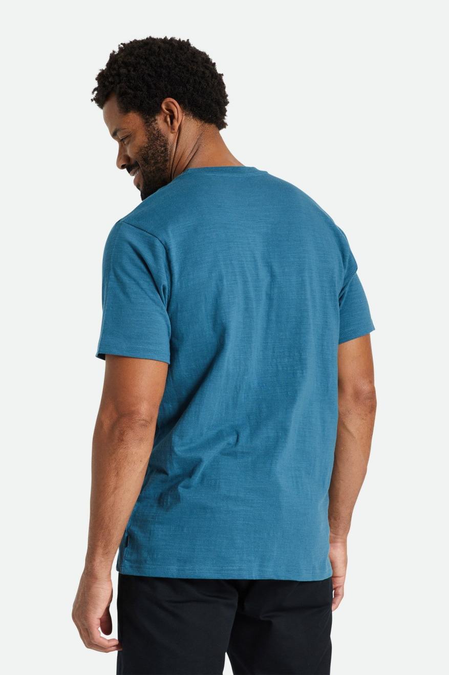 Men's Brixton Basic Slub S/S Pocket Knitwear Turquoise | 5730NDVTS