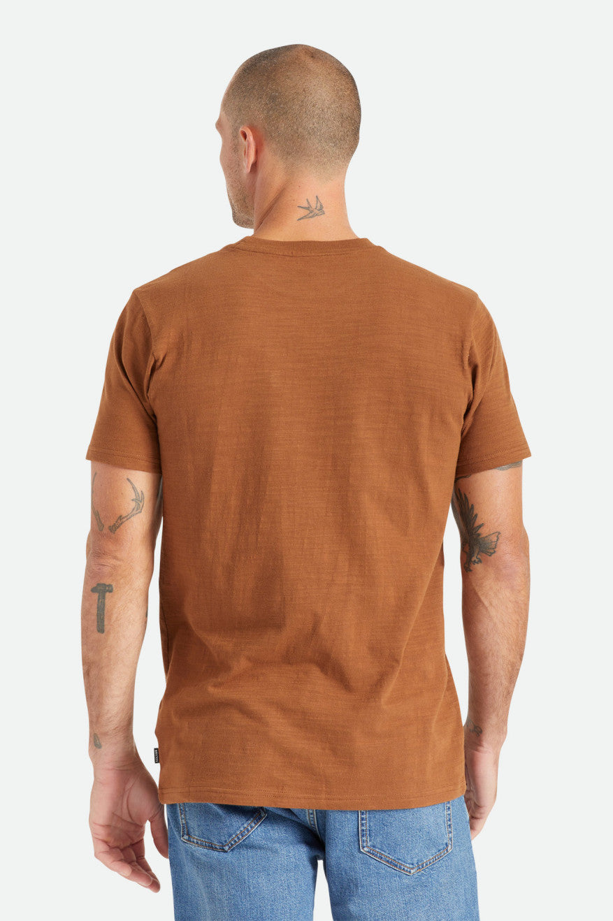 Men's Brixton Basic Slub S/S Pocket Tops Brown | 5184MVZQT