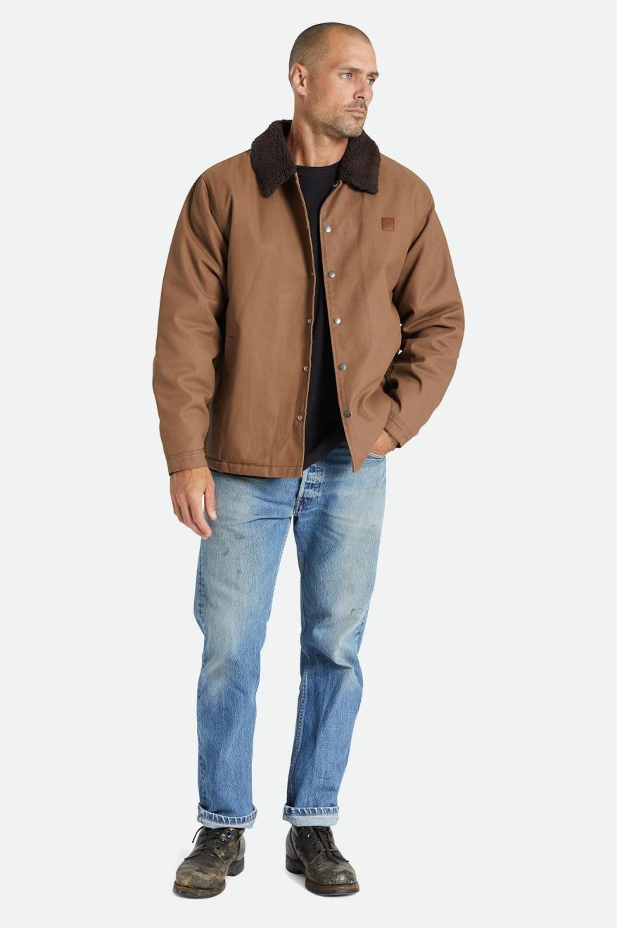 Men's Brixton Beta Sherpa Lined Coaches Jackets Brown | 9326FLXYU