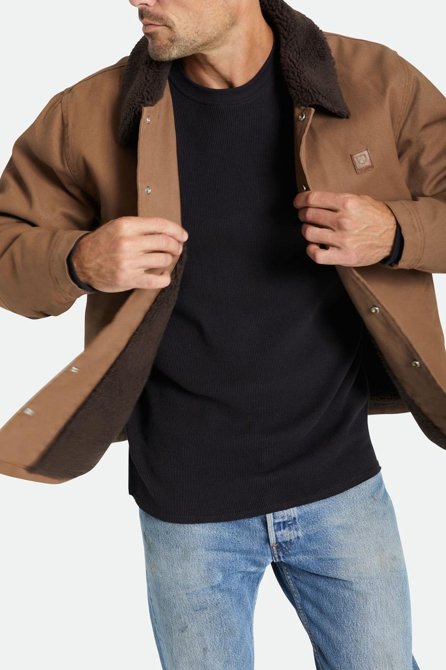 Men's Brixton Beta Sherpa Lined Coaches Jackets Brown | 9326FLXYU