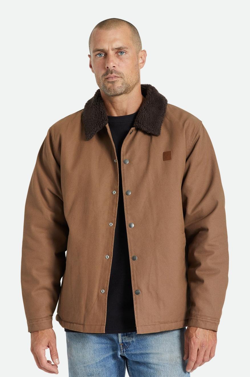 Men\'s Brixton Beta Sherpa Lined Coaches Jackets Brown | 9326FLXYU