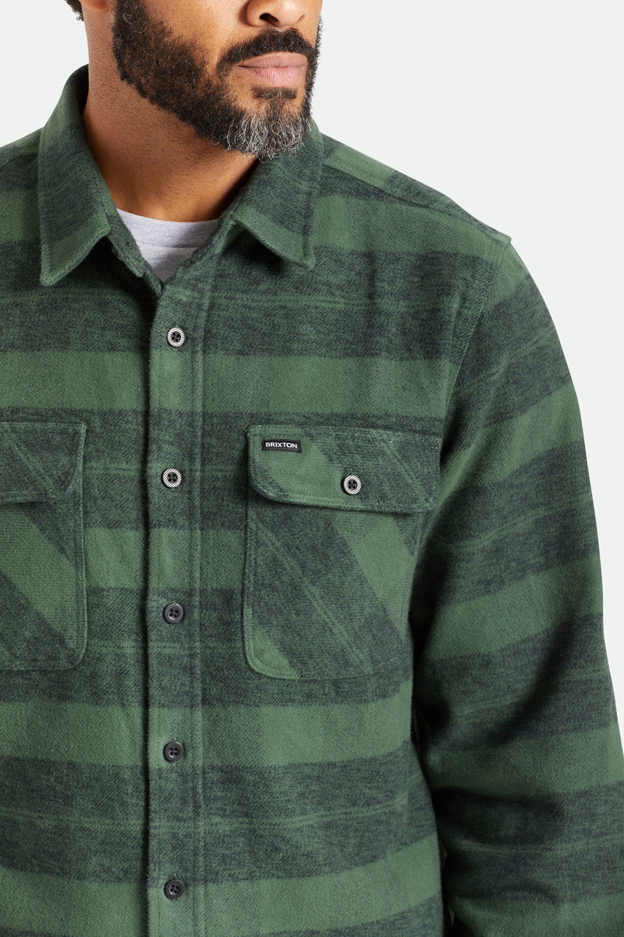 Men's Brixton Bowery Heavy Weight L/S Flannels Green | 0842QHCPS