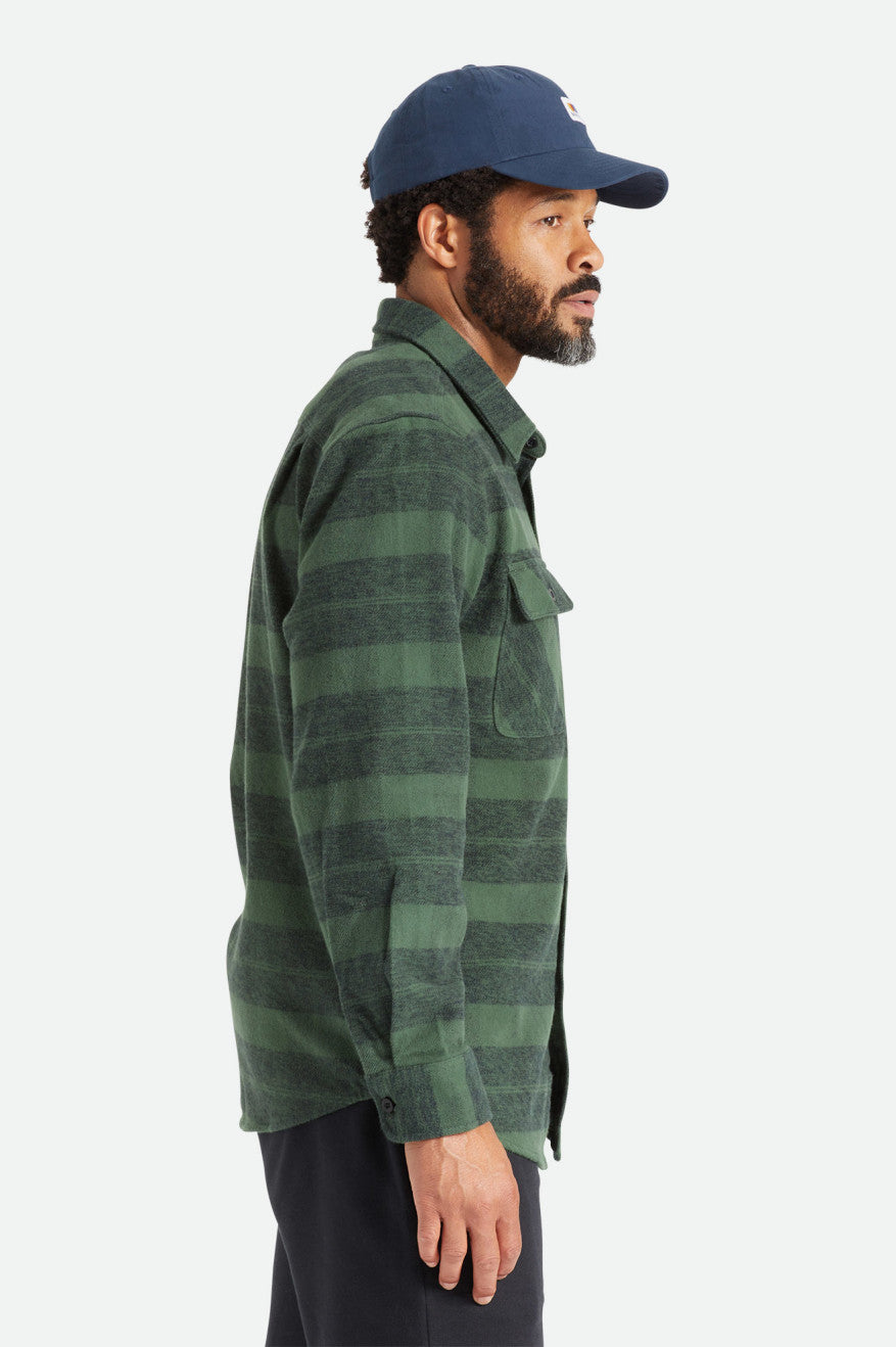 Men's Brixton Bowery Heavy Weight L/S Flannels Green | 0842QHCPS