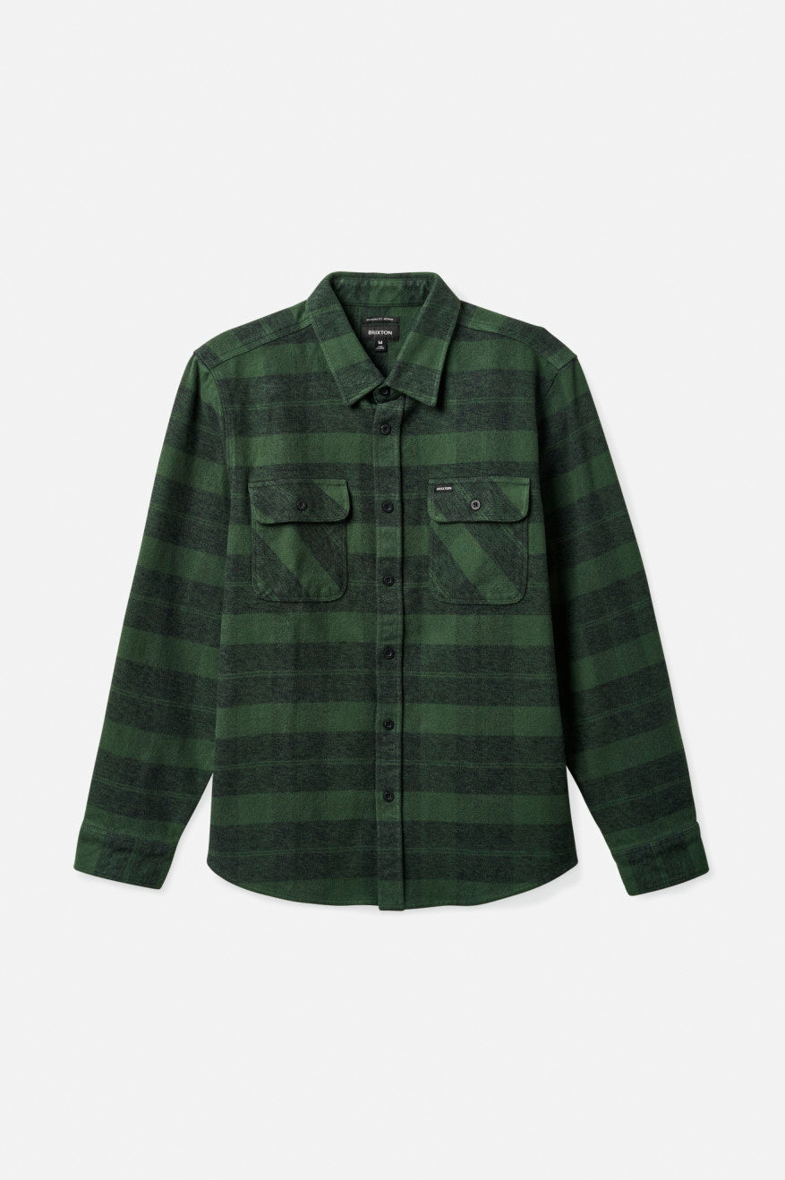 Men's Brixton Bowery Heavy Weight L/S Flannels Green | 0842QHCPS