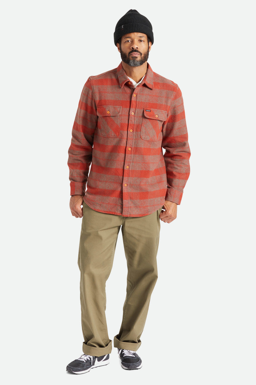 Men's Brixton Bowery Heavy Weight L/S Flannels Red | 6109XUWEZ