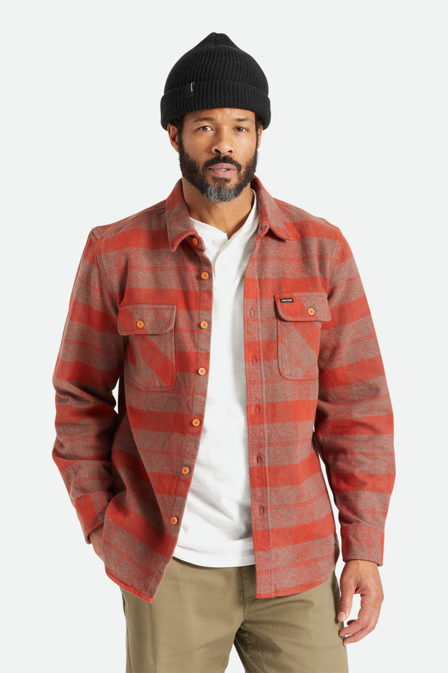 Men's Brixton Bowery Heavy Weight L/S Flannels Red | 6109XUWEZ