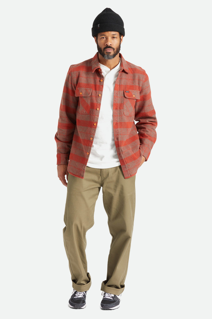 Men's Brixton Bowery Heavy Weight L/S Flannels Red | 6109XUWEZ