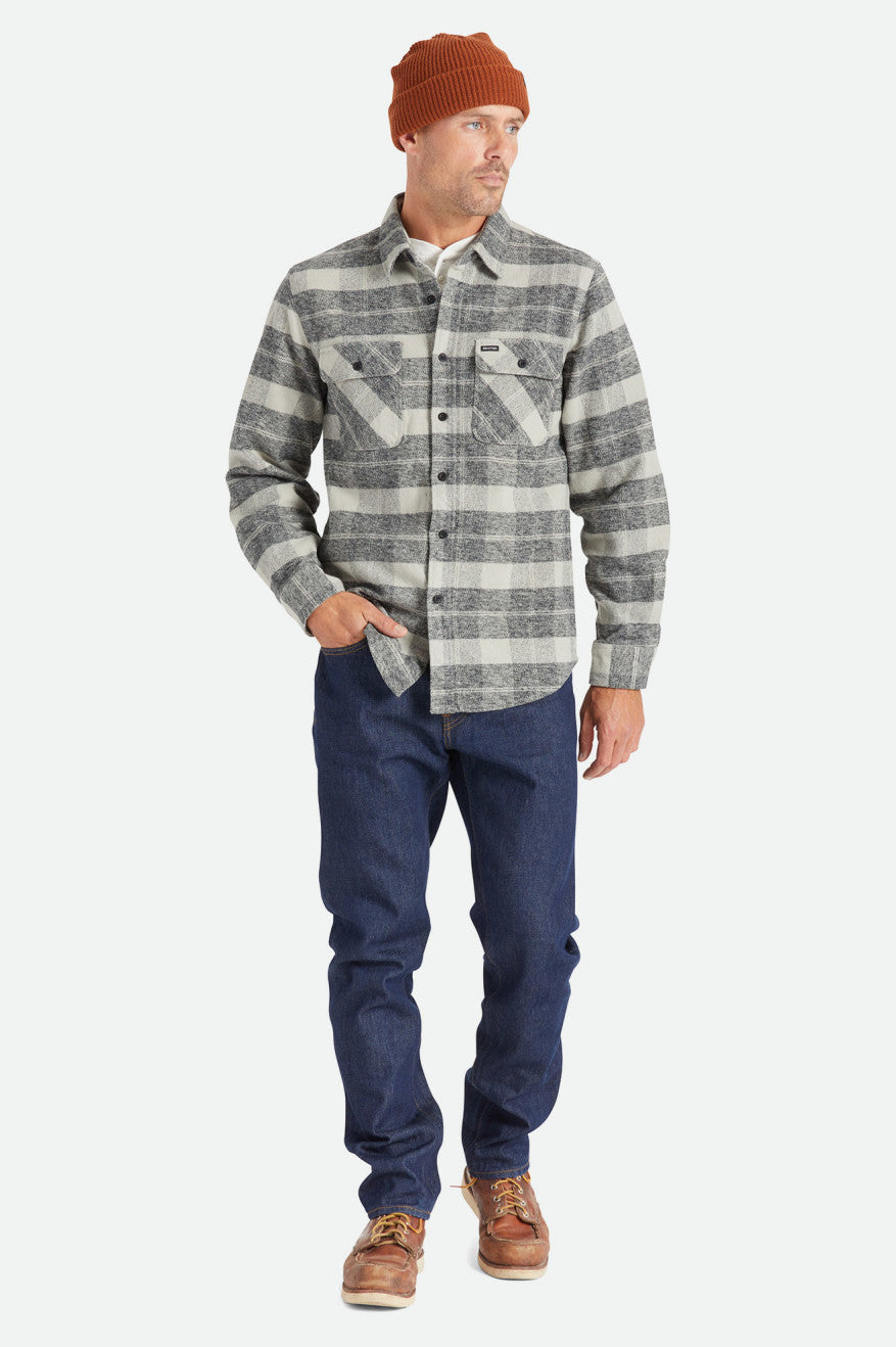 Men's Brixton Bowery Heavy Weight L/S Flannels Black / Grey | 6179HVKEG