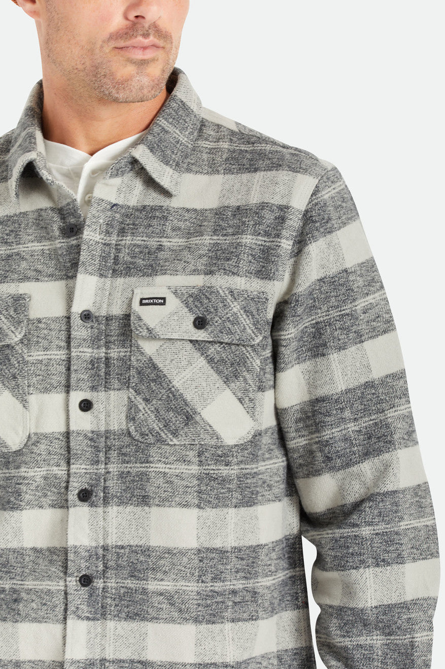 Men's Brixton Bowery Heavy Weight L/S Flannels Black / Grey | 6179HVKEG