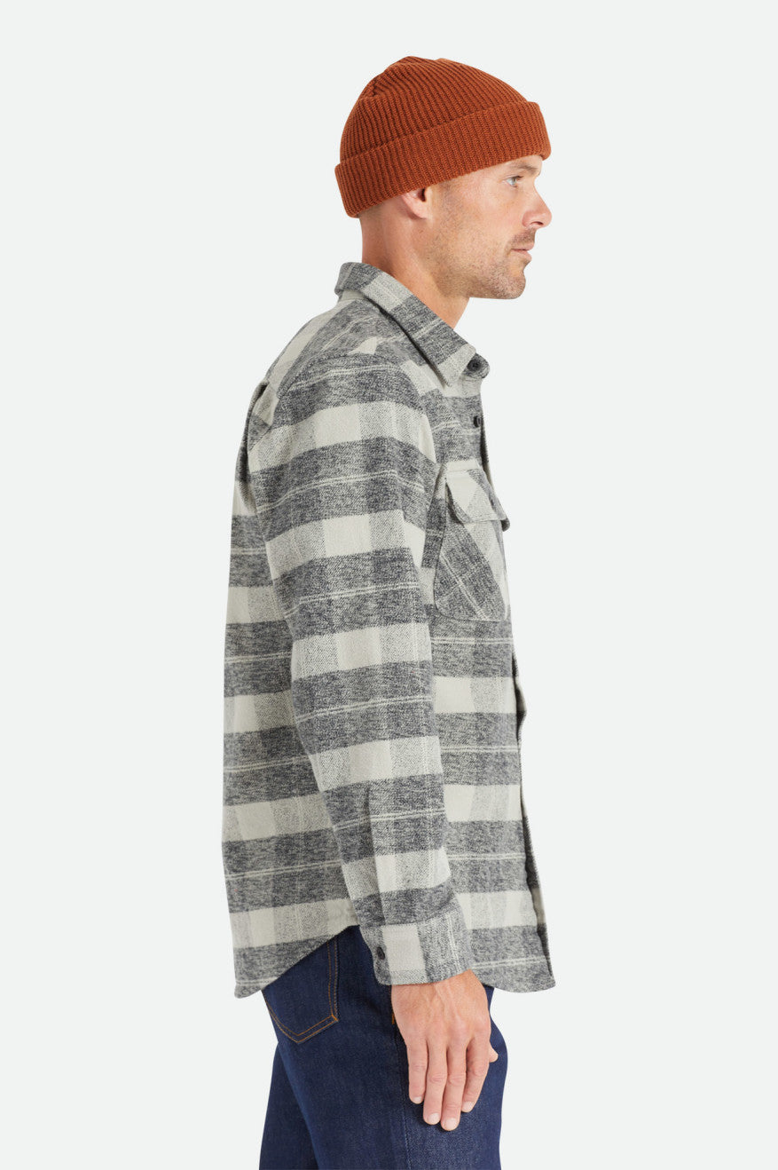 Men's Brixton Bowery Heavy Weight L/S Flannels Black / Grey | 6179HVKEG