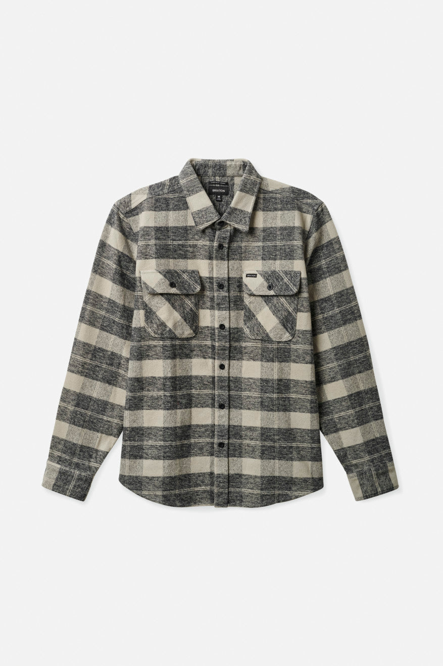 Men's Brixton Bowery Heavy Weight L/S Flannels Black / Grey | 6179HVKEG