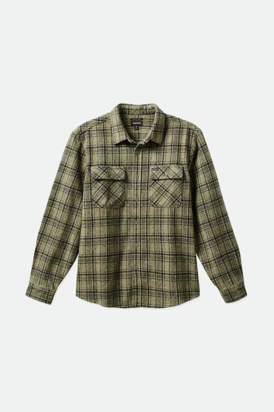 Men's Brixton Bowery Heavy Weight L/S Flannels Olive / Black | 6230CFVXA