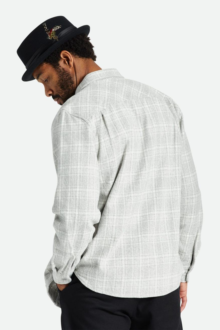 Men's Brixton Bowery Heavy Weight L/S Flannels Grey / White | 7820TAUZR