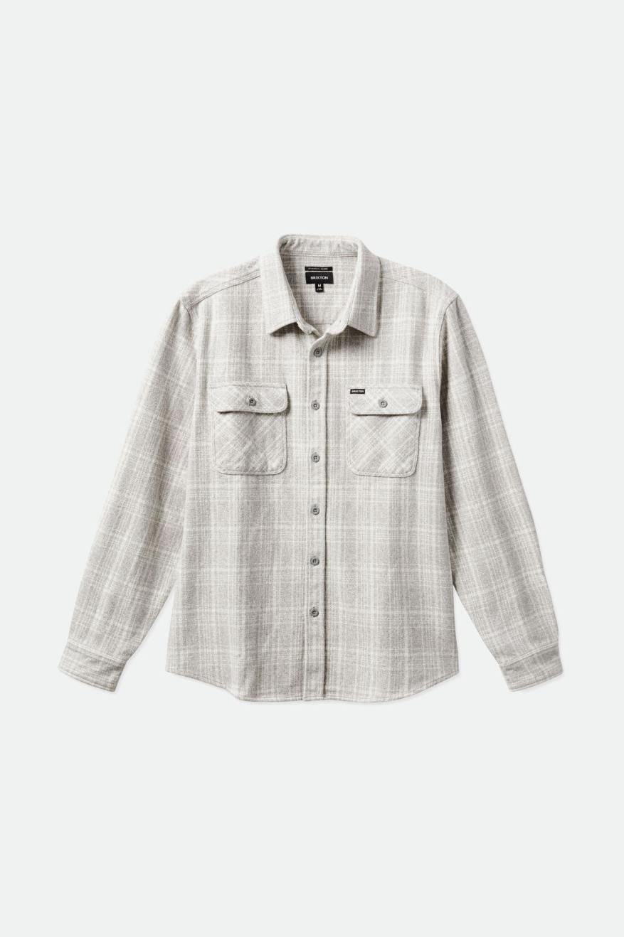 Men's Brixton Bowery Heavy Weight L/S Flannels Grey / White | 7820TAUZR