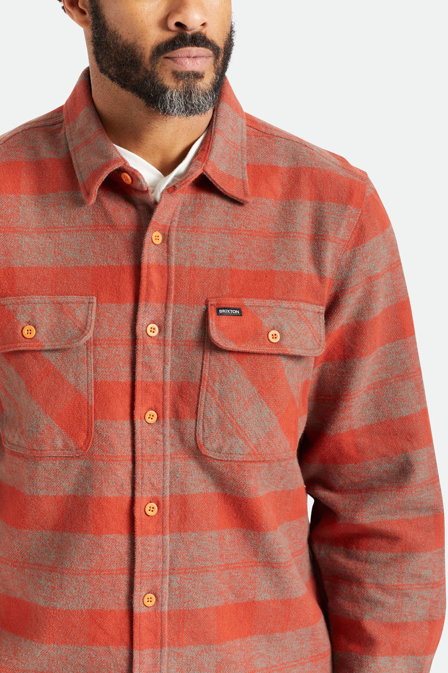 Men's Brixton Bowery Heavy Weight L/S Wovens Red | 9382KEYLW