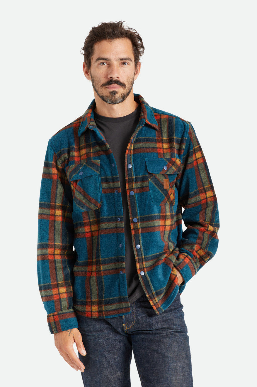 Men's Brixton Bowery L/S Arctic Stretch Fleece Wovens Deep Blue | 0713DGKQU