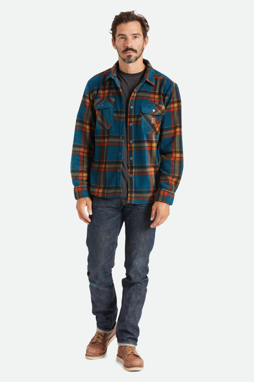 Men's Brixton Bowery L/S Arctic Stretch Fleece Flannels Deep Blue | 1485HBJOM