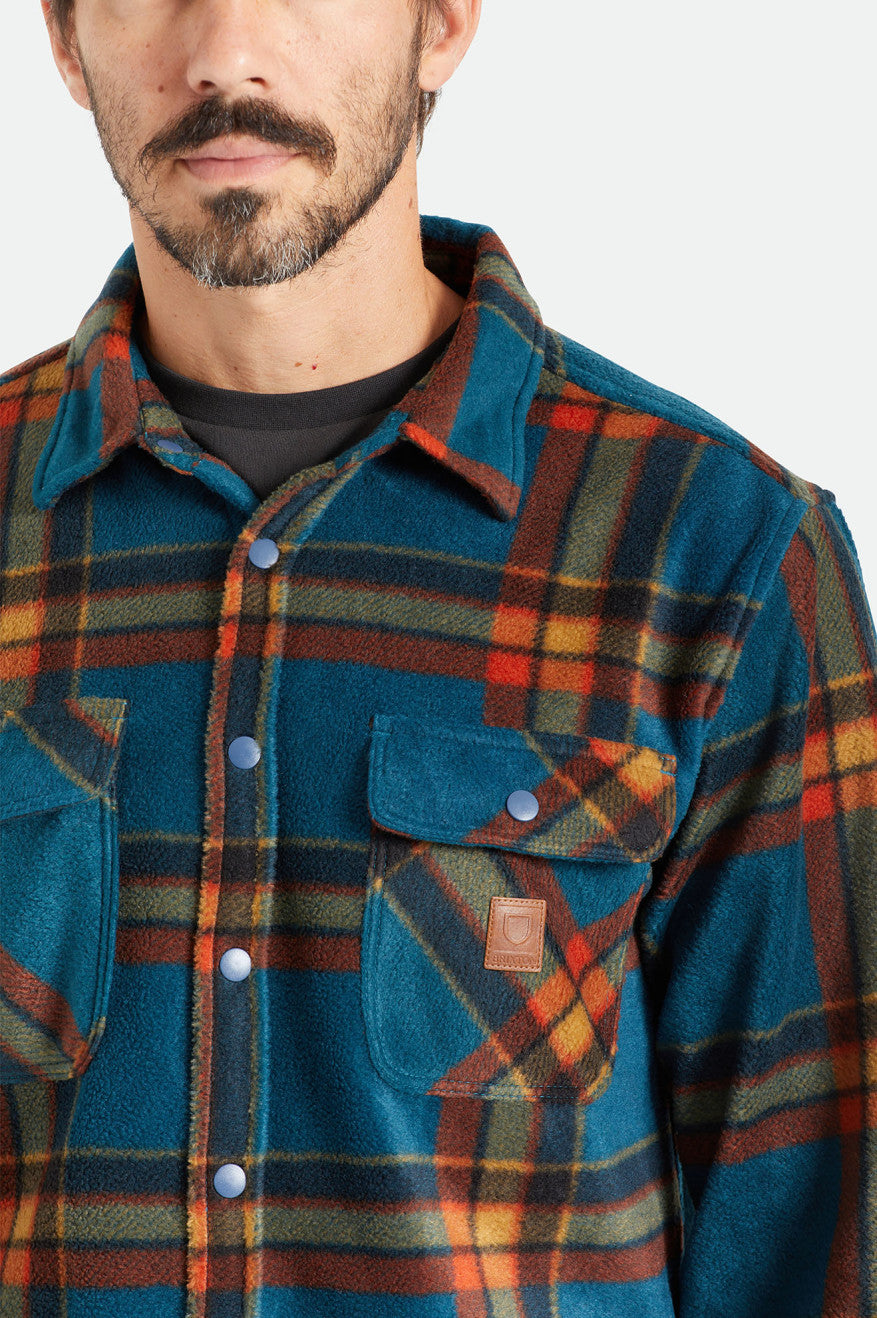 Men's Brixton Bowery L/S Arctic Stretch Fleece Flannels Deep Blue | 1485HBJOM