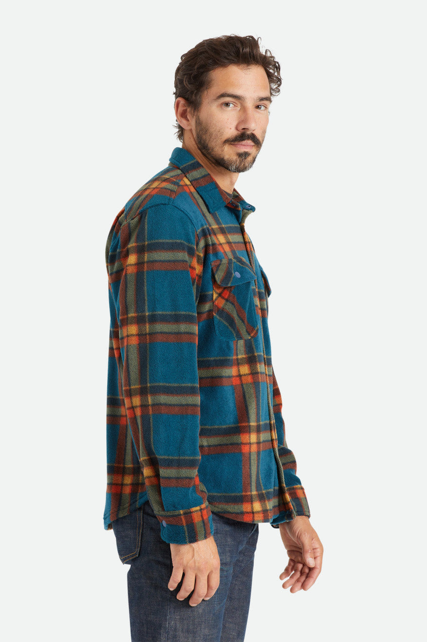 Men's Brixton Bowery L/S Arctic Stretch Fleece Flannels Deep Blue | 1485HBJOM