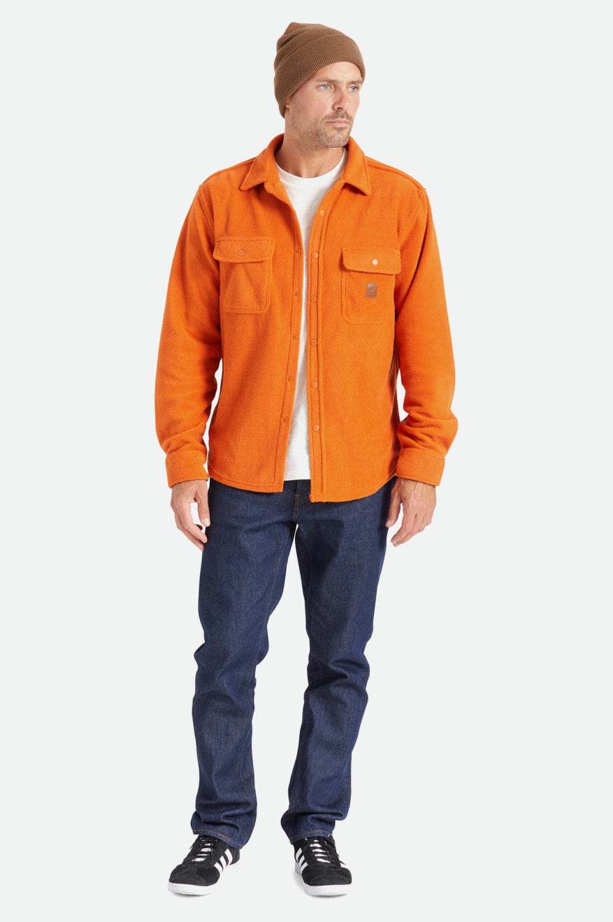 Men's Brixton Bowery L/S Arctic Stretch Fleece Wovens Orange | 3975YBOLE