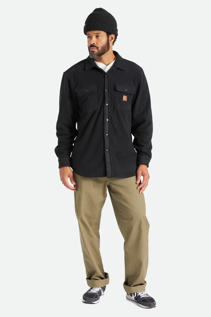 Men's Brixton Bowery L/S Arctic Stretch Fleece Flannels Black | 4581RKFEY