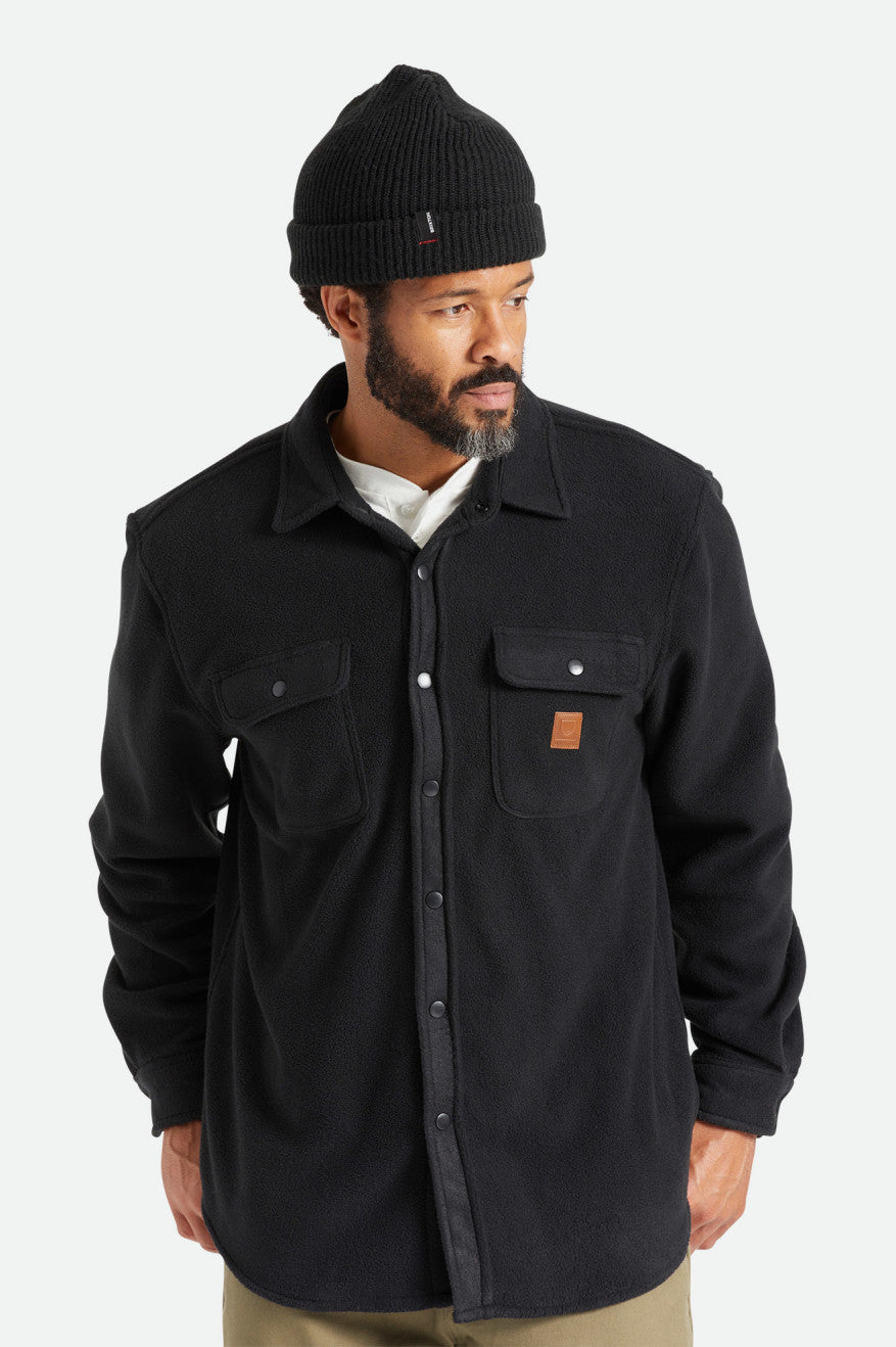 Men\'s Brixton Bowery L/S Arctic Stretch Fleece Flannels Black | 4581RKFEY