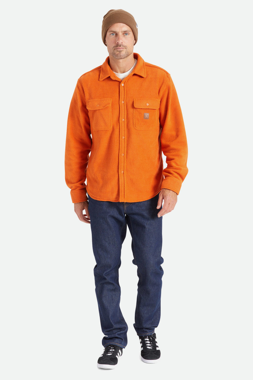 Men's Brixton Bowery L/S Arctic Stretch Fleece Flannels Orange | 4596DBWXO