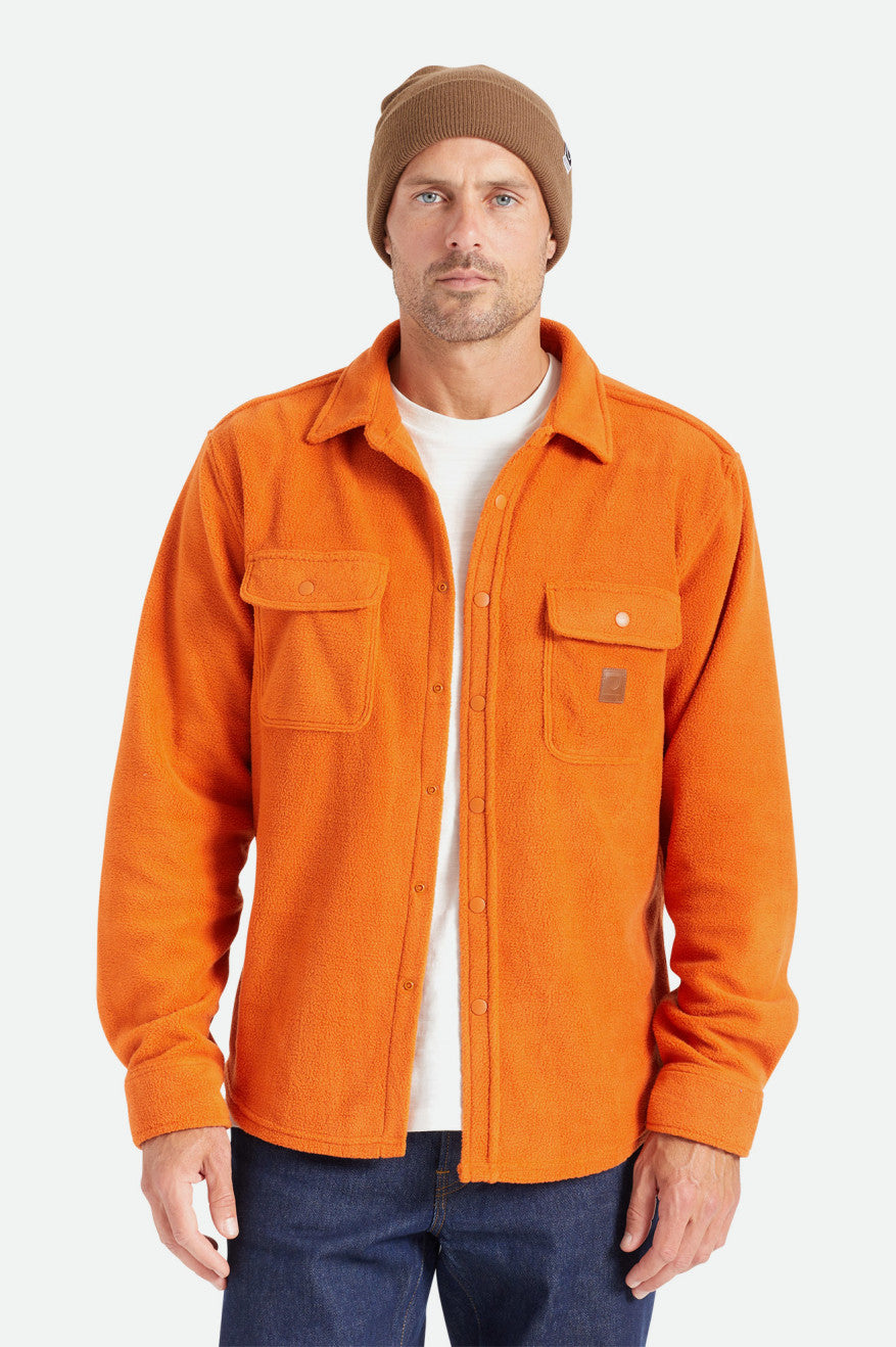 Men's Brixton Bowery L/S Arctic Stretch Fleece Flannels Orange | 4596DBWXO