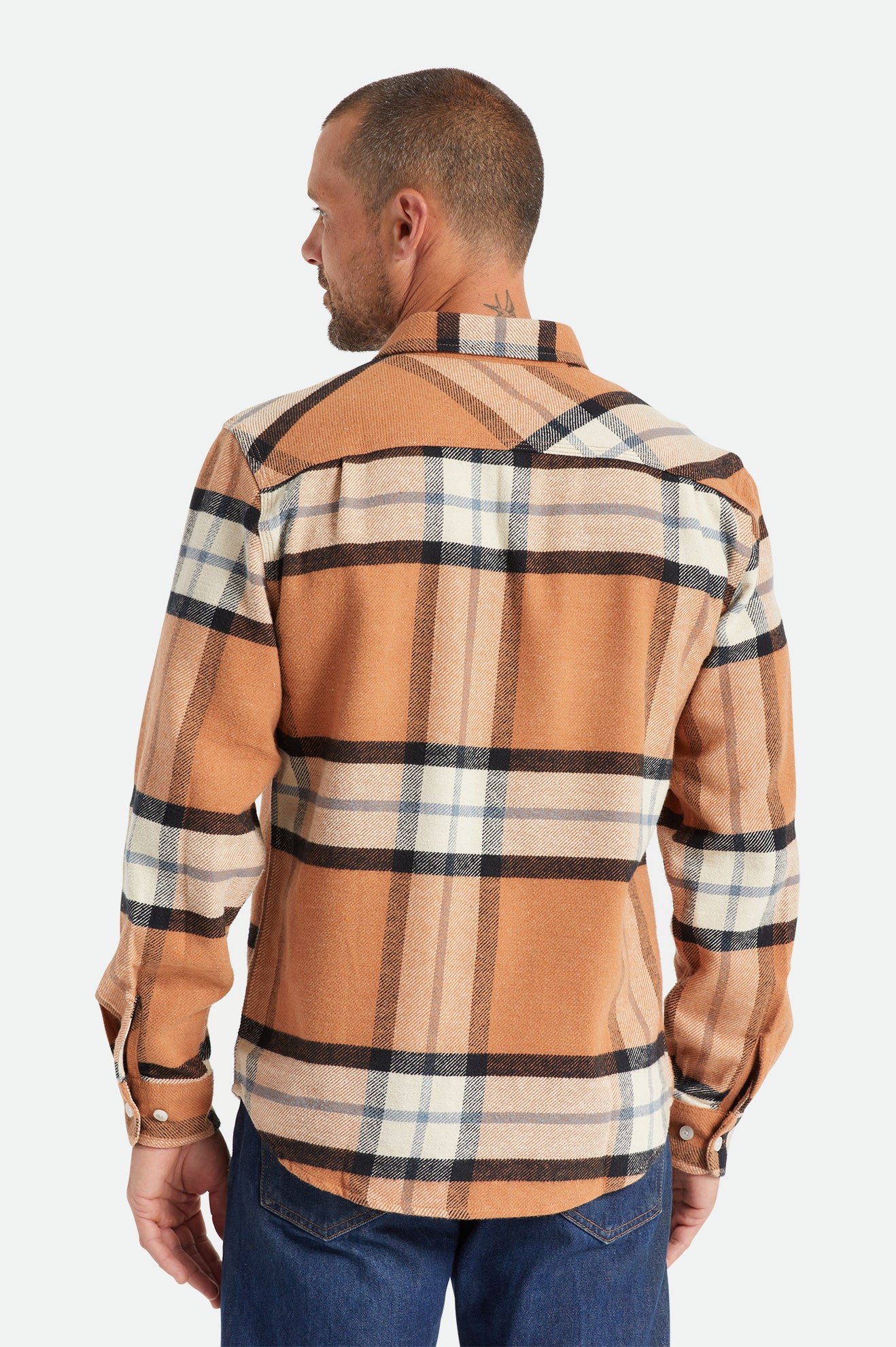 Men's Brixton Bowery L/S Flannels Beige | 7628KRAGB