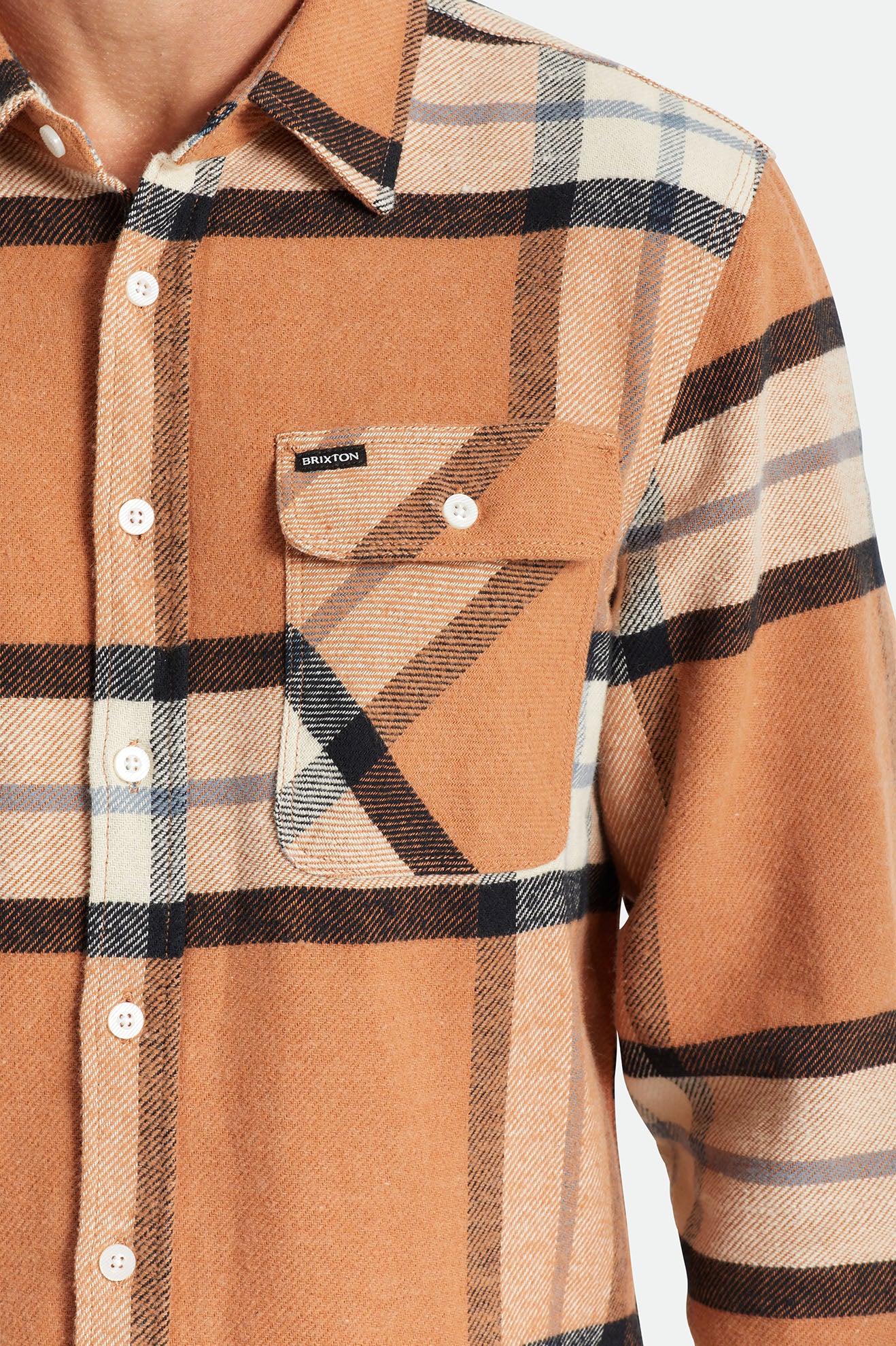 Men's Brixton Bowery L/S Flannels Beige | 7628KRAGB