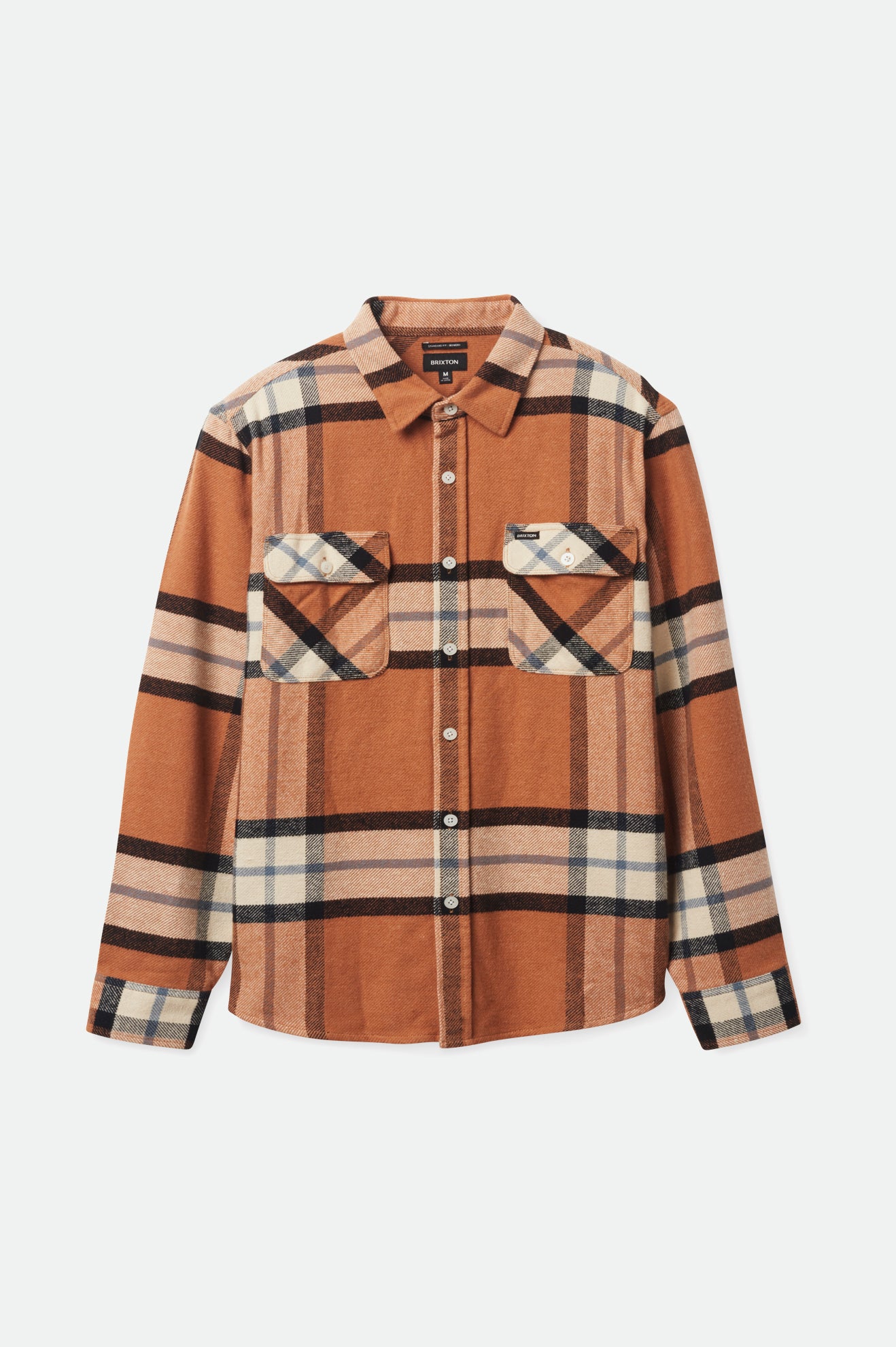 Men's Brixton Bowery L/S Flannels Beige | 7628KRAGB