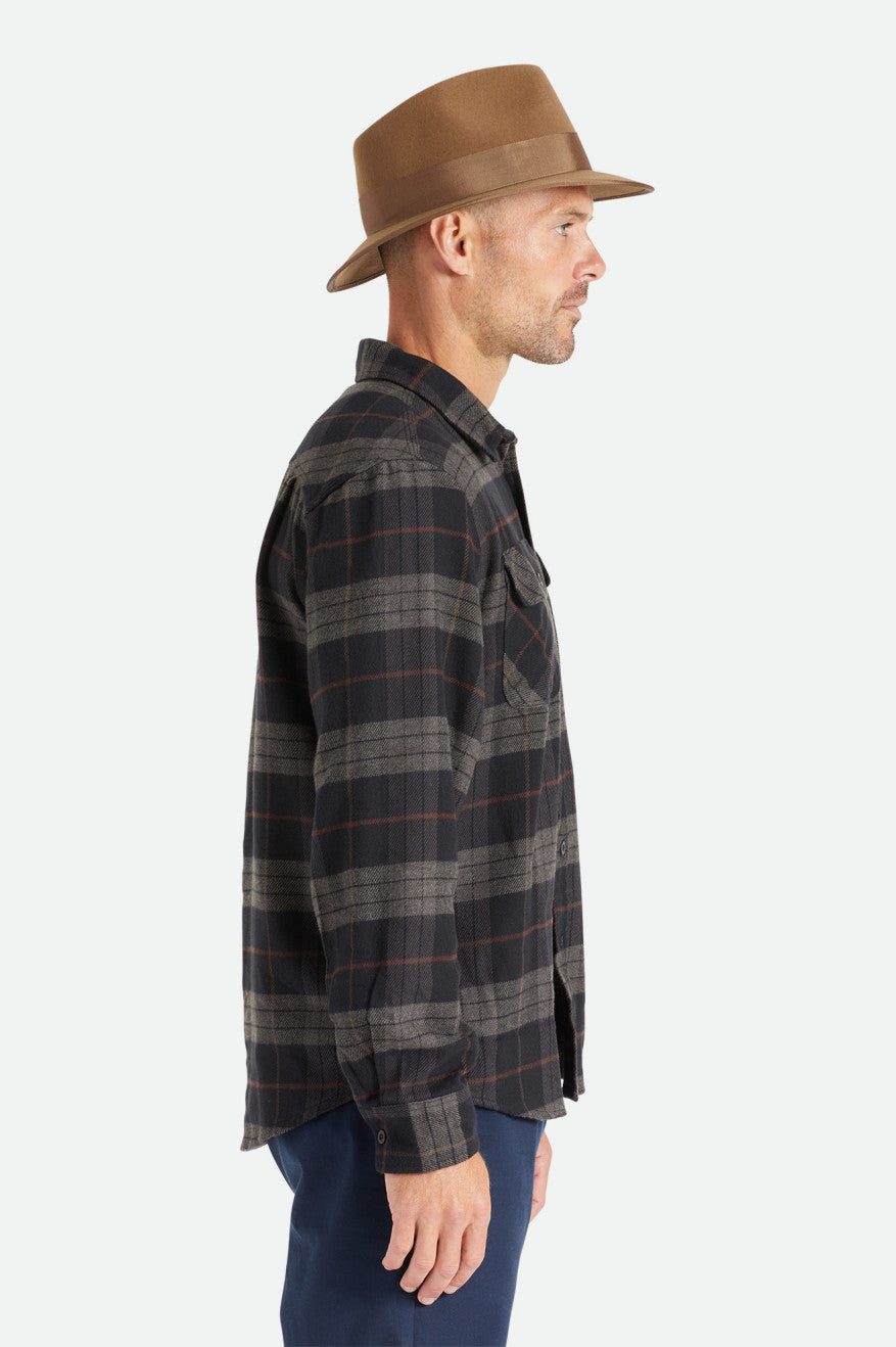 Men's Brixton Bowery L/S Flannels Black / Grey | 4825MKANY