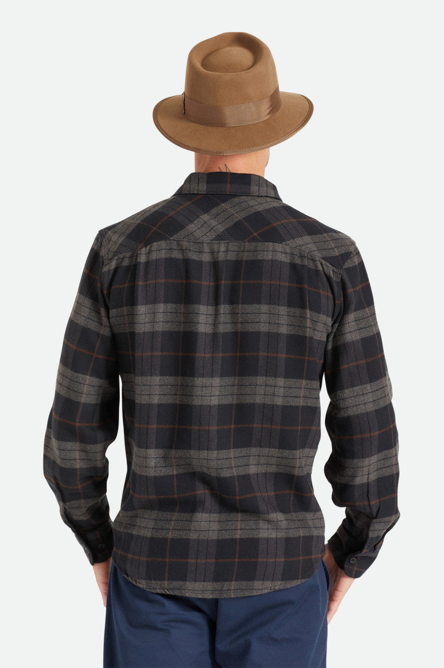 Men's Brixton Bowery L/S Flannels Black / Grey | 4825MKANY