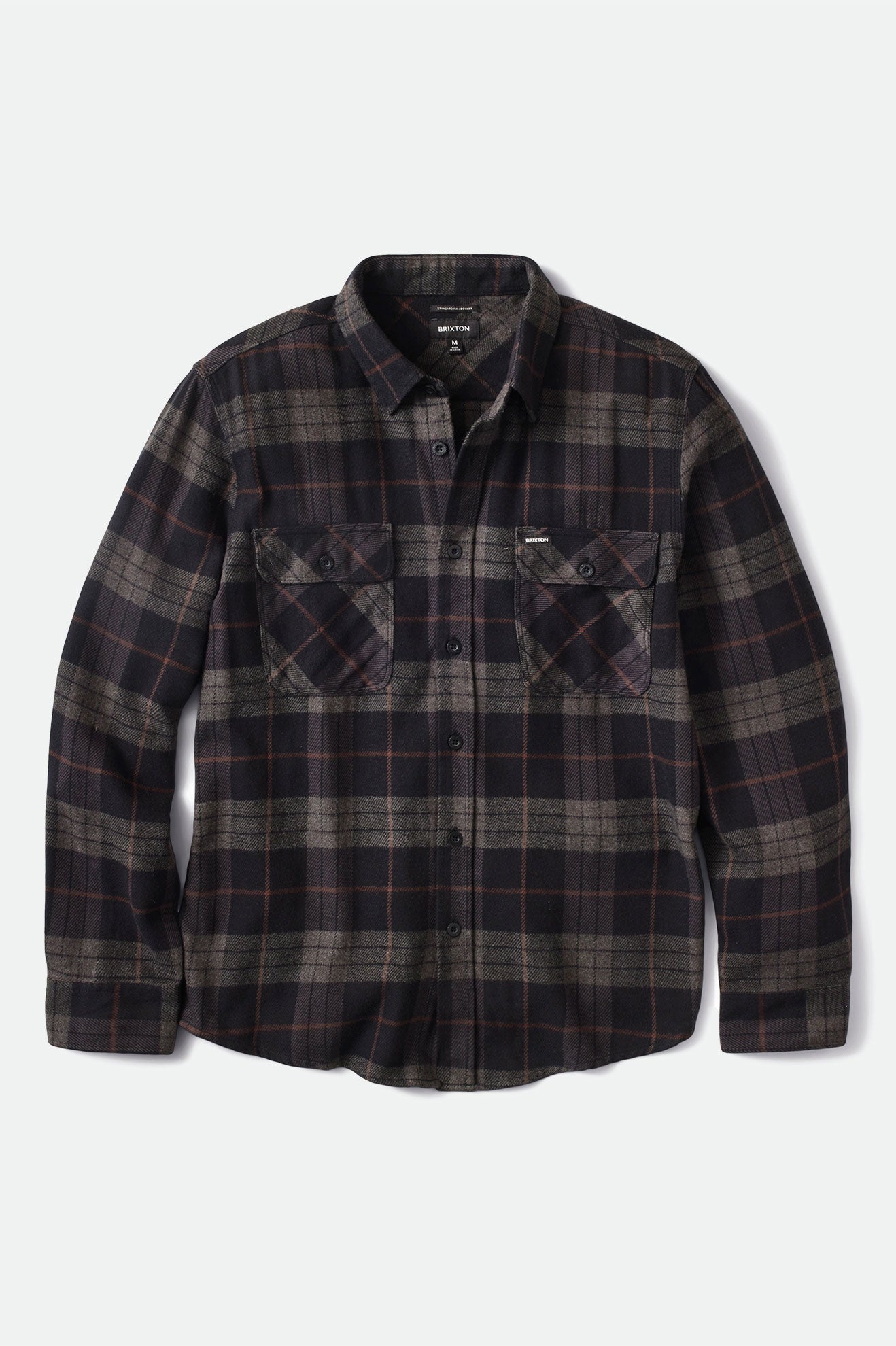 Men's Brixton Bowery L/S Flannels Black / Grey | 4825MKANY