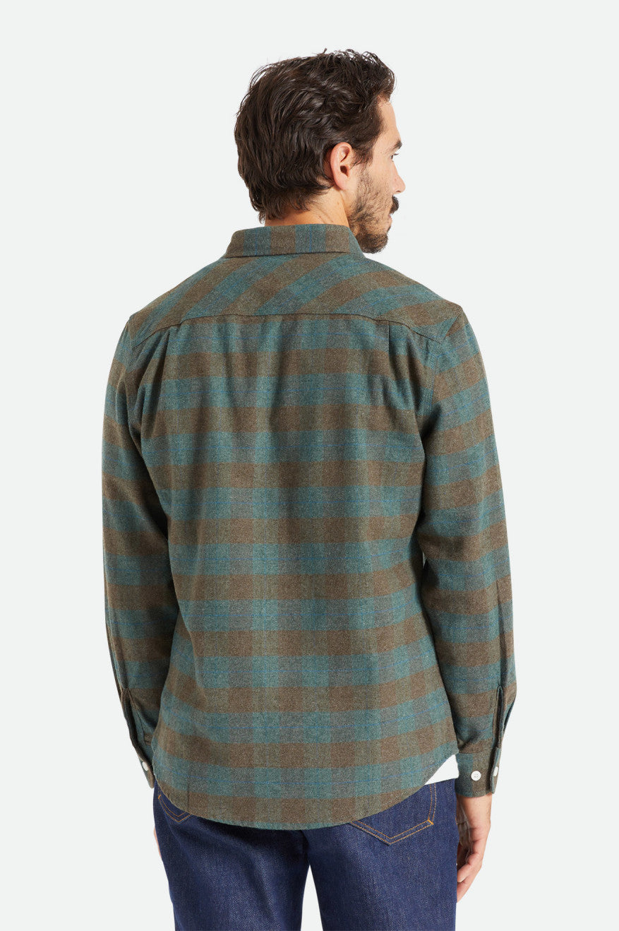 Men's Brixton Bowery L/S Flannels Blue | 7845TZQFV