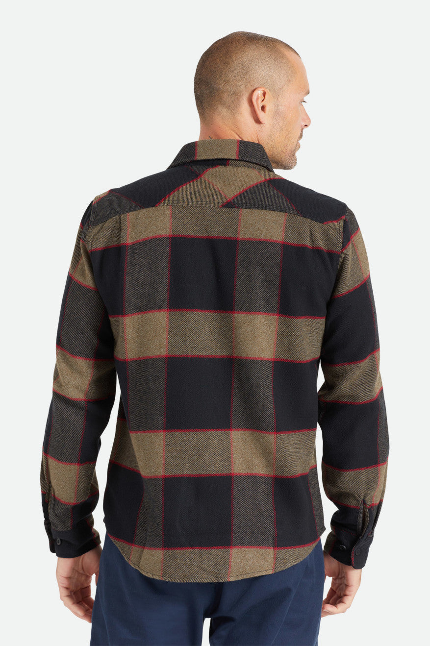 Men's Brixton Bowery L/S Flannels Grey | 0298ZGMSU