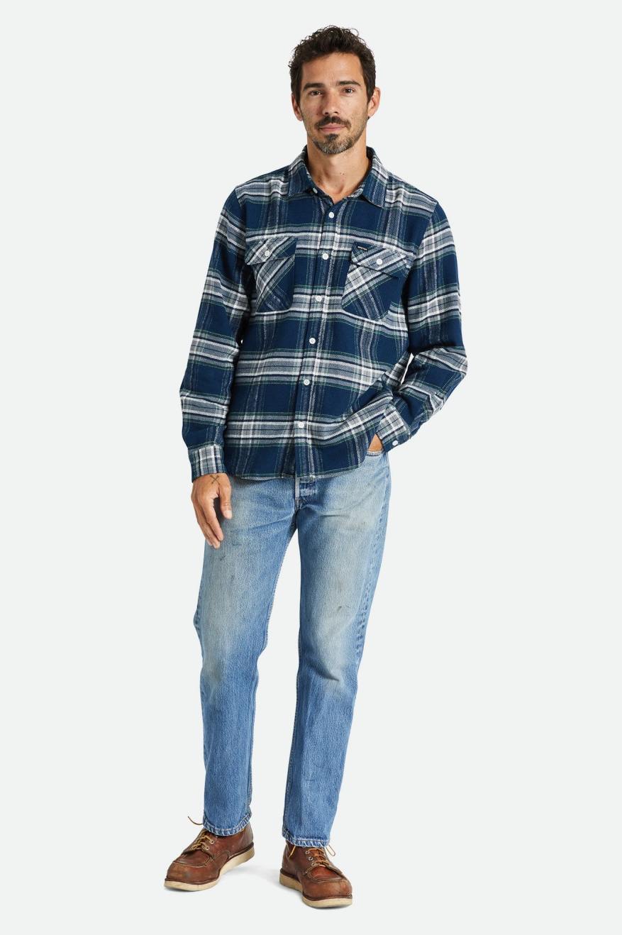 Men's Brixton Bowery L/S Flannels Grey | 1628SBLOK