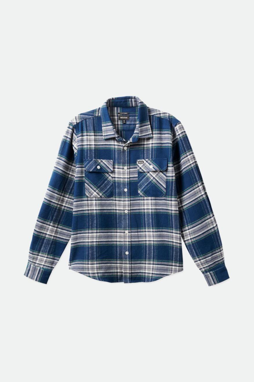 Men's Brixton Bowery L/S Flannels Grey | 1628SBLOK