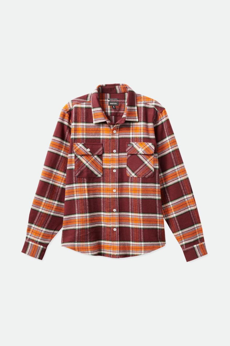 Men's Brixton Bowery L/S Flannels Orange | 3748AUSHD