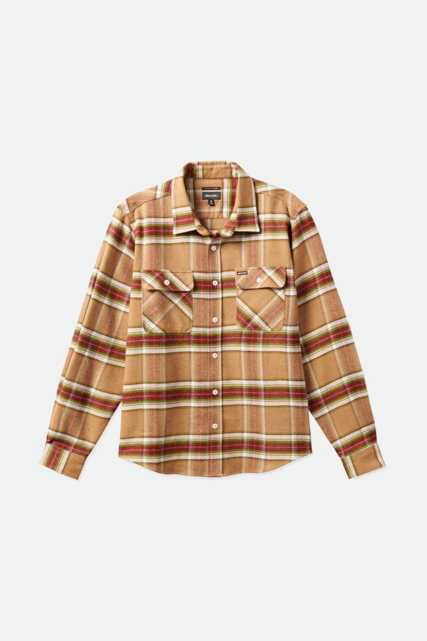 Men's Brixton Bowery L/S Wovens Light Brown | 0746FPQXA